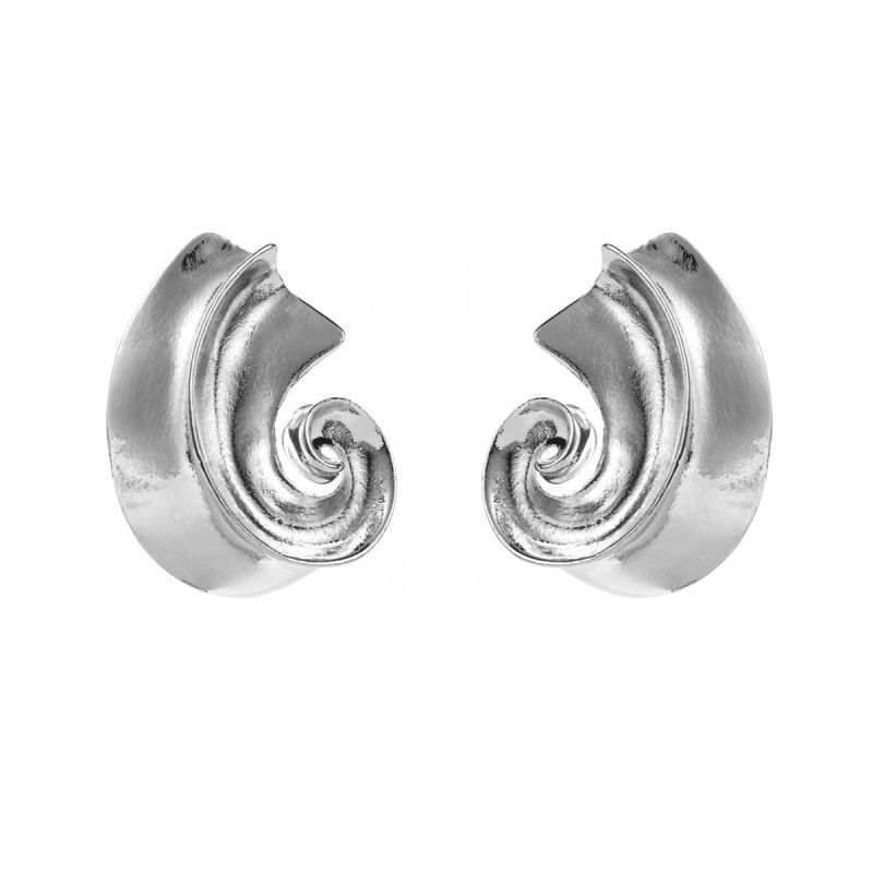 Fashion White K Alloy Spiral Semicircle Earrings