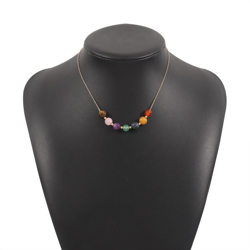 Fashion Gold Colorful Beaded Necklace