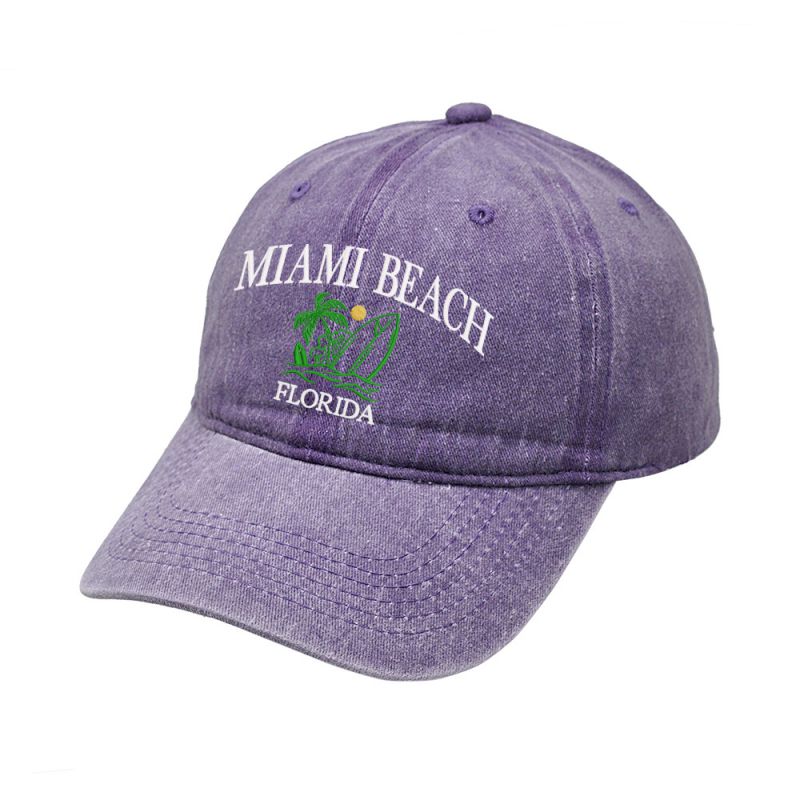 Fashion Purple Cotton Embroidered Baseball Cap