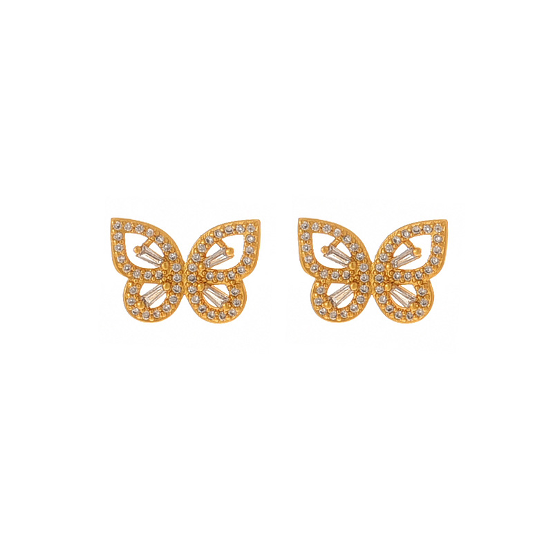 Fashion Golden 1 Copper Set Zircon Butterfly Earrings