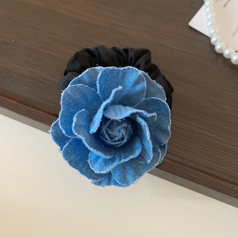 Fashion Hair Tie-blue Denim Flower Hair Tie