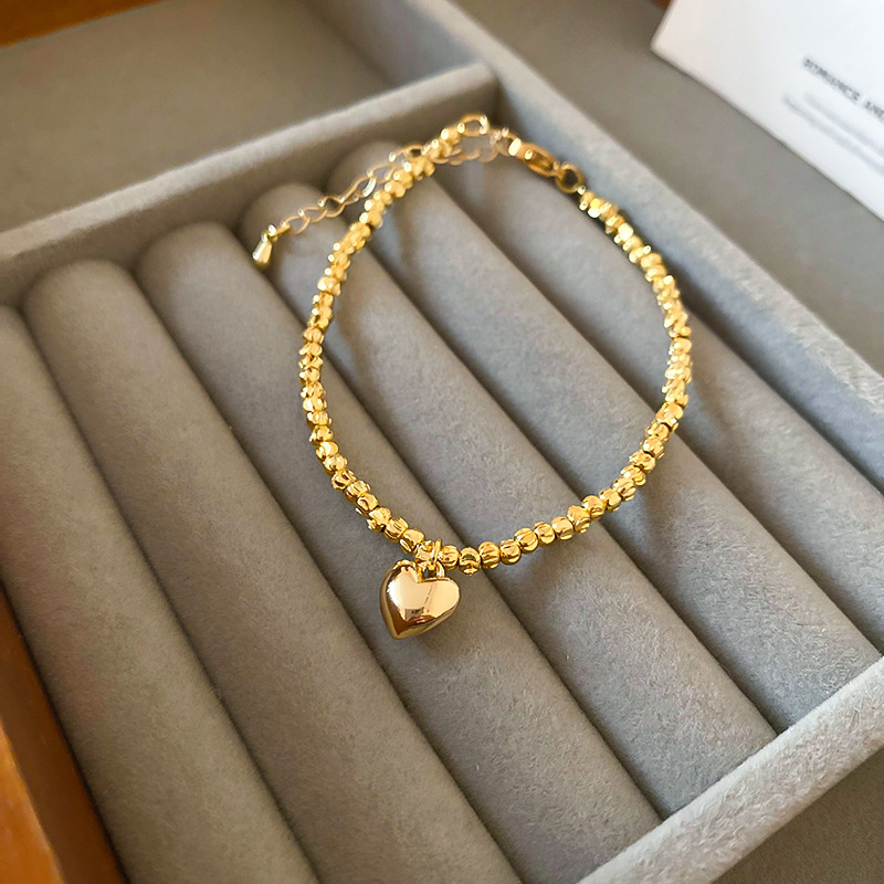 Fashion Bracelet-gold Copper Geometric Beaded Love Bracelet