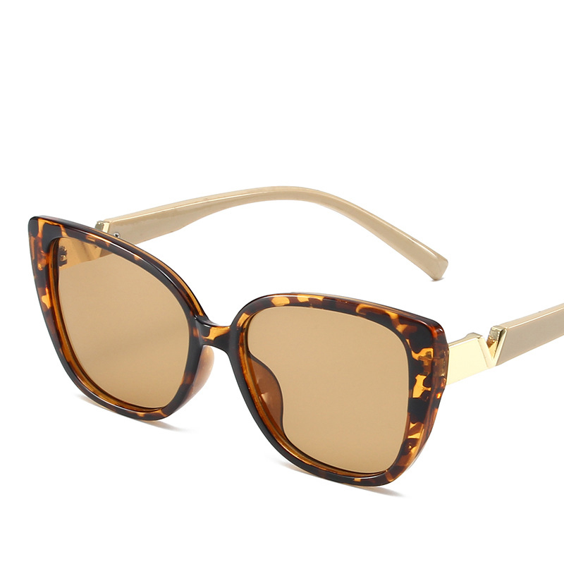 Fashion Leopard Print Framed Tea Slices Ac Square Large Frame Sunglasses