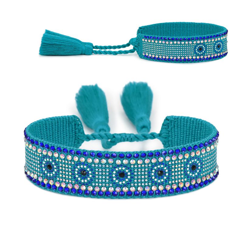 Fashion 185-sequin Round Eyes Cord Braid Embroidered Bracelet