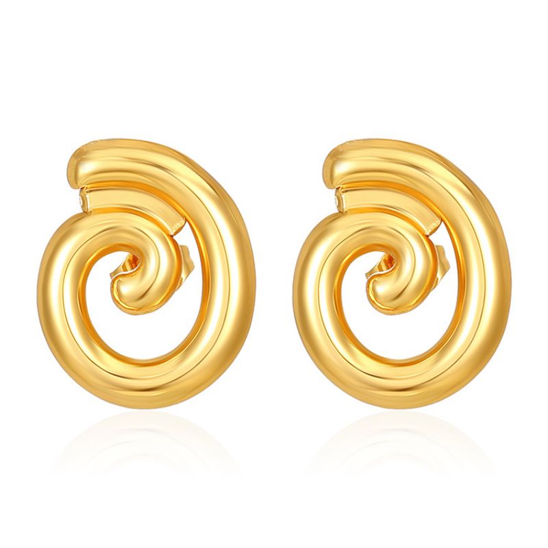 Fashion Gold Stainless Steel Spiral Earrings