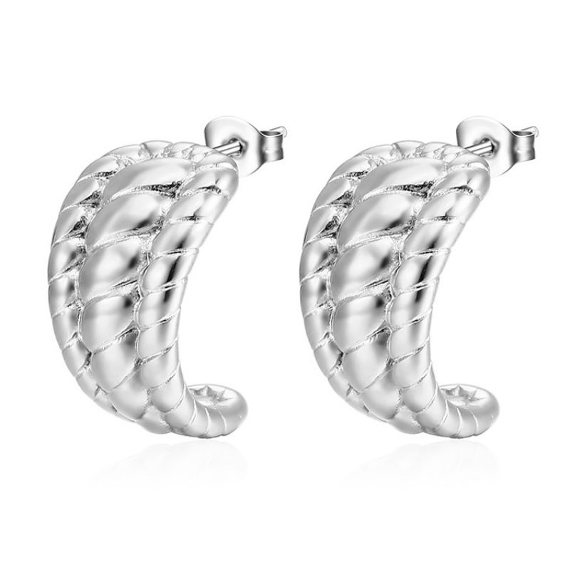 Fashion Silver Stainless Steel Multi-layer Wrapped Earrings