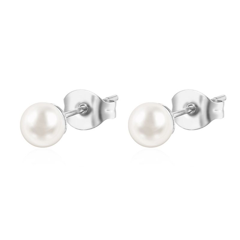Fashion Pearl Earrings Steel Color Stainless Steel Pearl Earrings