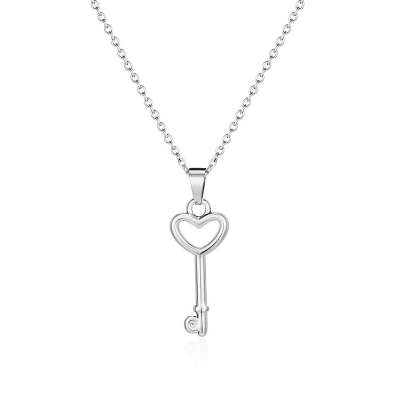 Fashion Key Necklace Steel Color Stainless Steel Key Necklace
