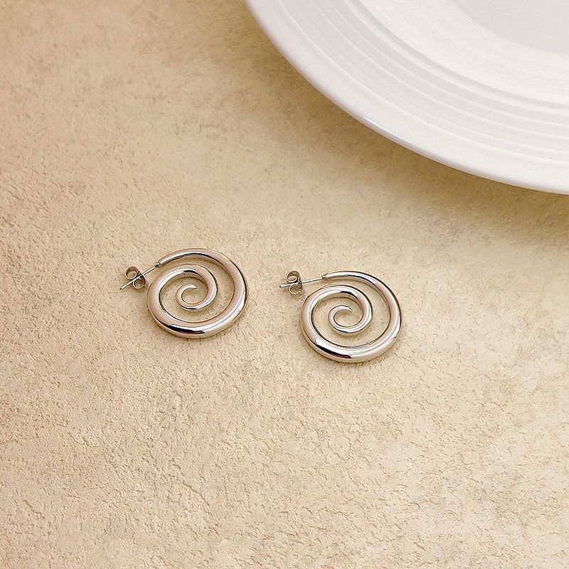 Fashion Silver Alloy Spiral Earrings