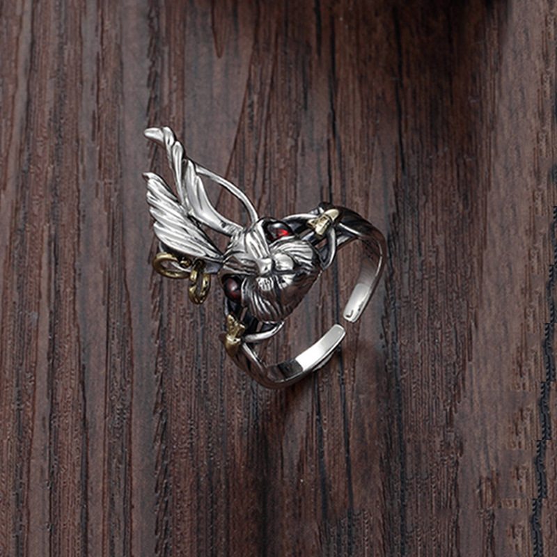 Fashion Silver Copper Long-eared Rabbit Men's Ring