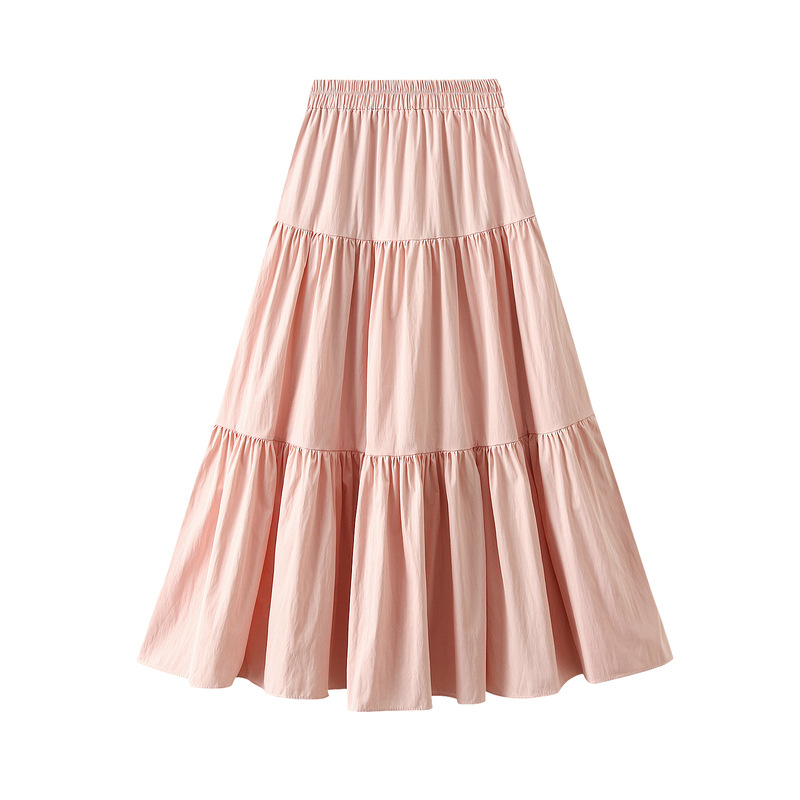 Fashion Pink High Waist Tiered Skirt