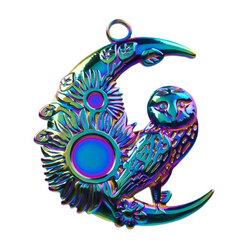 Fashion Color Stainless Steel Moon Pendant