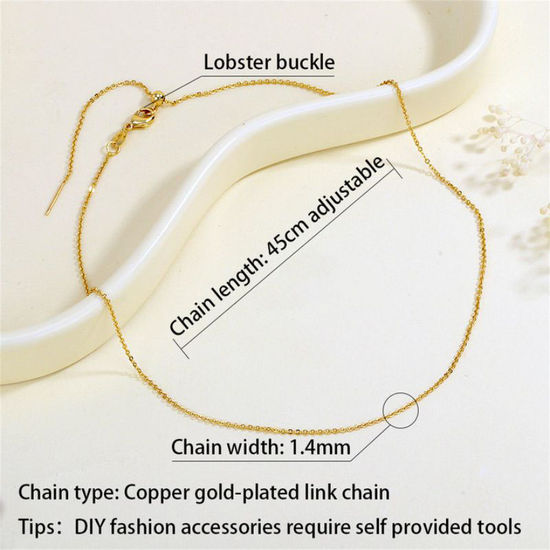Fashion 10# Gold Plated Copper Chain Necklace With Zirconium