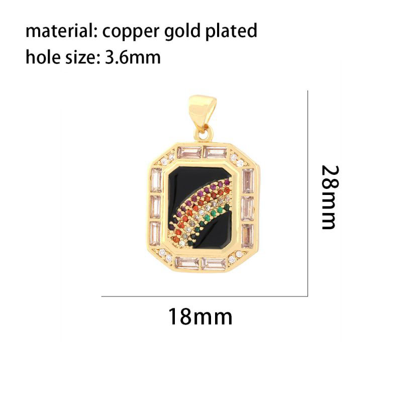 Fashion Black Copper Inlaid Zirconium Geometric Pendant