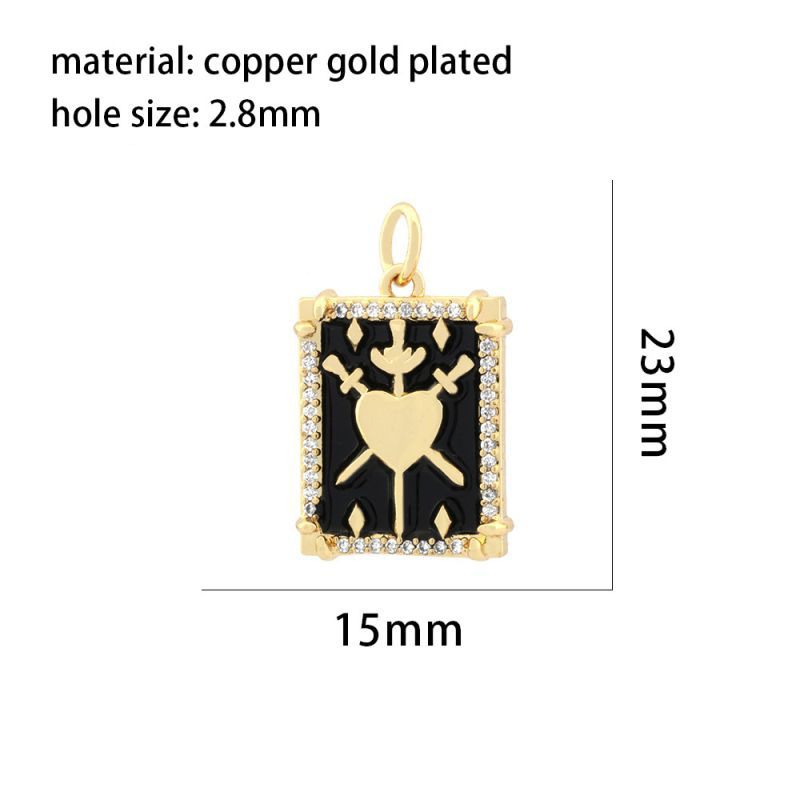 Fashion Black Gold-plated Copper And Diamond Love Square Pendant