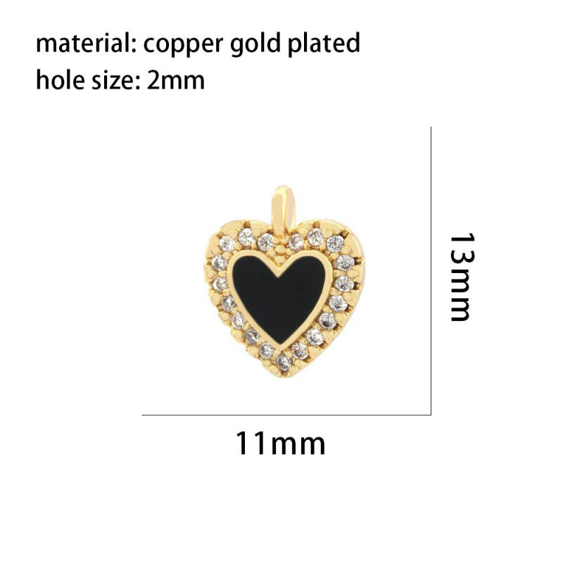 Fashion Black Copper Inlaid Zirconium Oil Dripping Love Pendant