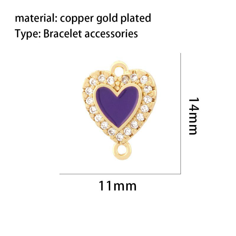 Fashion Purple Copper Inlaid Zirconium Dripping Oil Love Pendant