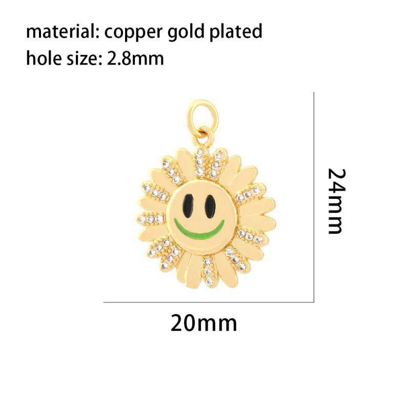 Fashion Blue Gold-plated Copper Sunflower Smiley Pendant
