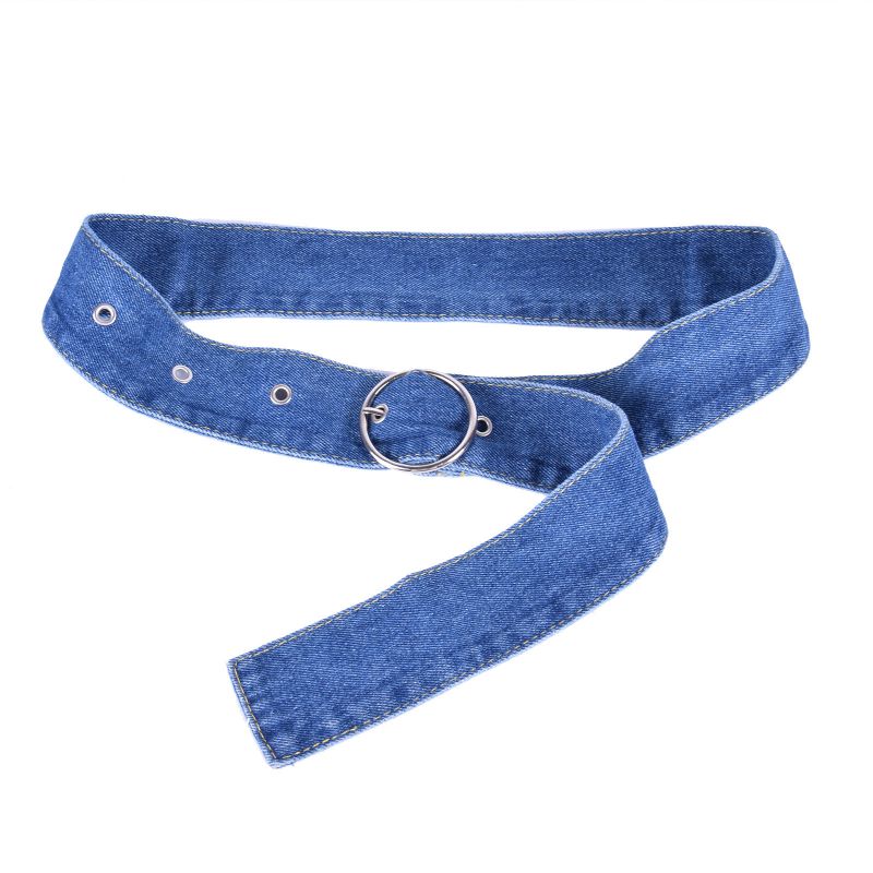 Fashion Denim Blue Denim Girdle Pin Buckle Wide Belt