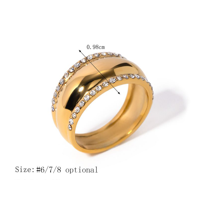 Fashion Gold Stainless Steel Diamond Round Men's Ring