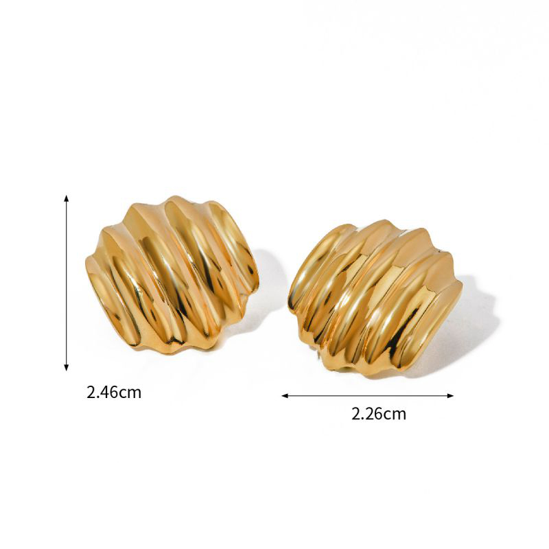 Fashion Gold Stainless Steel Pleated Earrings