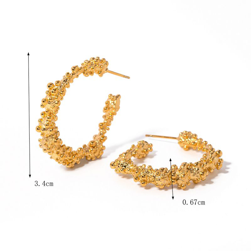 Fashion Gold Stainless Steel Lava C-shaped Earrings