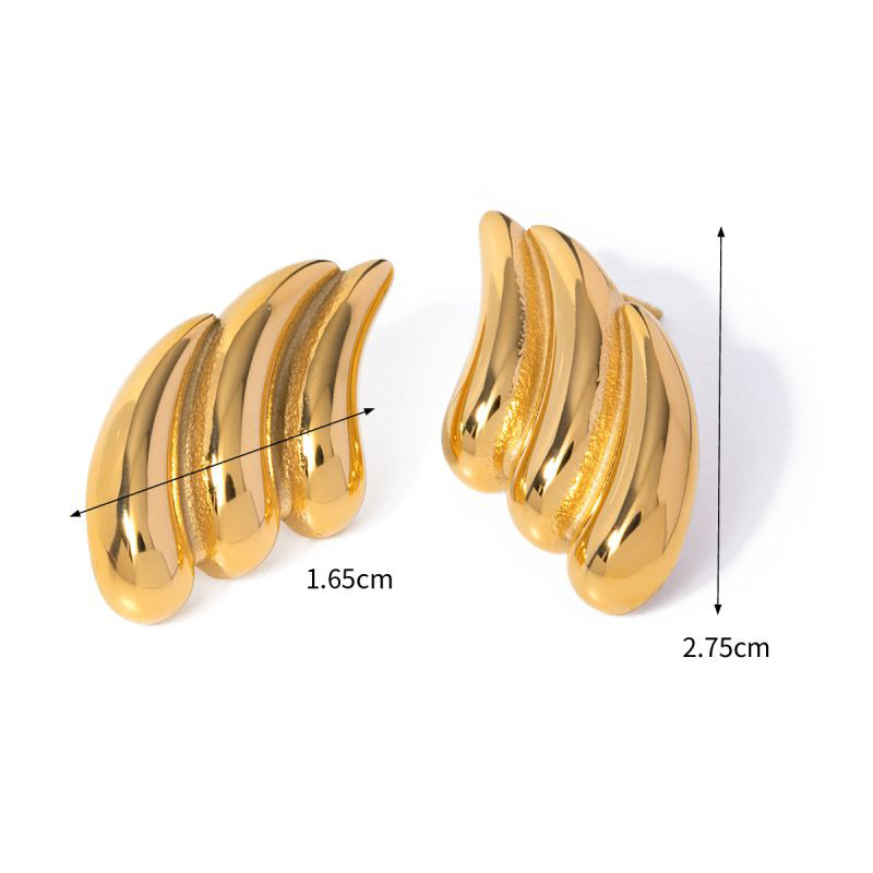 Fashion Gold Stainless Steel Glossy Irregular Earrings