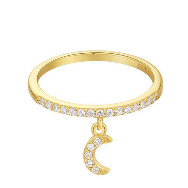 Fashion Gold #4 Silver And Diamond Geometric Round Ring