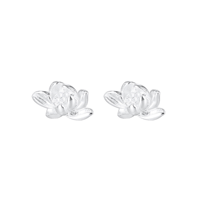 Fashion Screw Lotus Earrings--silver Copper Screw Lotus Earrings