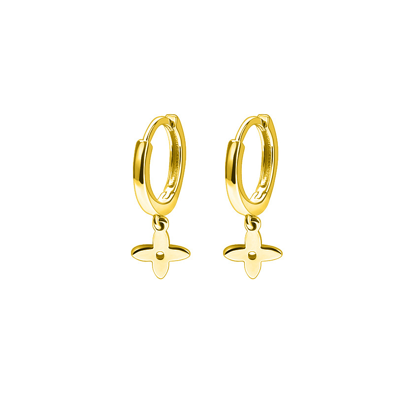 Fashion Gold Four-leaf Clover Earrings Copper Four-leaf Flower Earrings