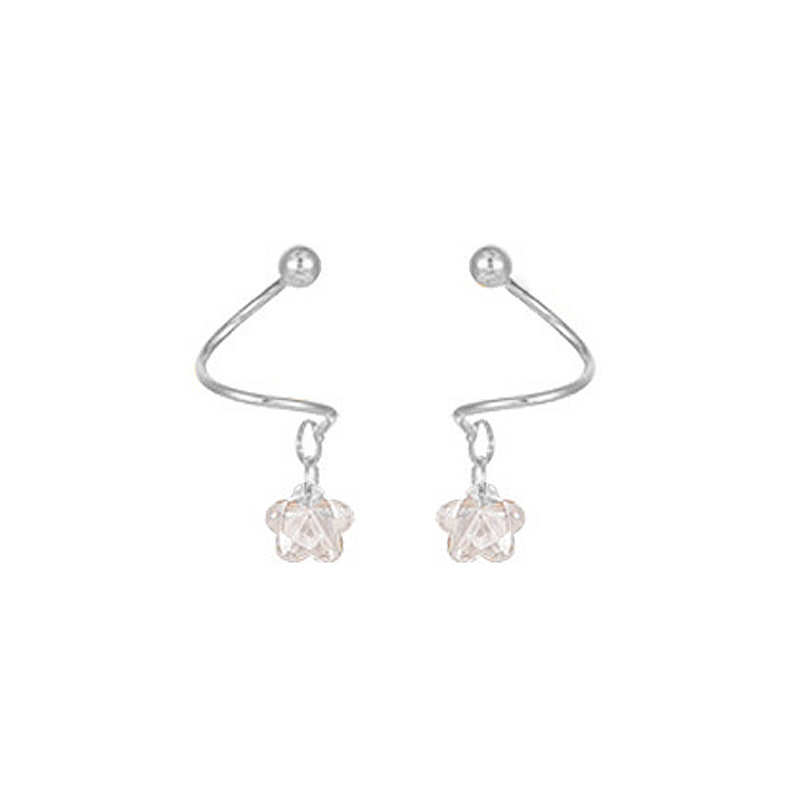 Fashion Flower Zircon Screw-in Earrings - White Gold Copper Diamond Flower Stud Earrings