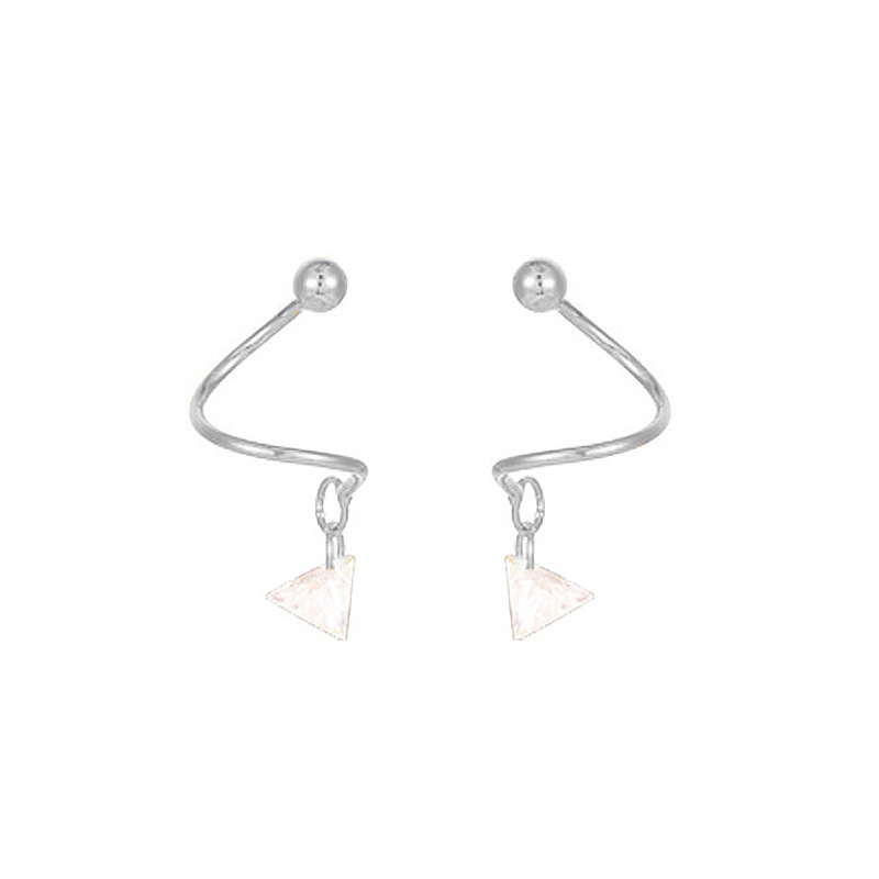 Fashion Triangular Zircon Screw-in Earrings--white Gold Copper And Diamond Triangular Stud Earrings
