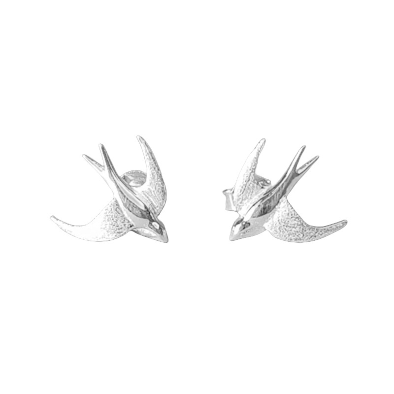 Fashion Cloud Swallow Earrings-silver Copper Swallow Earrings
