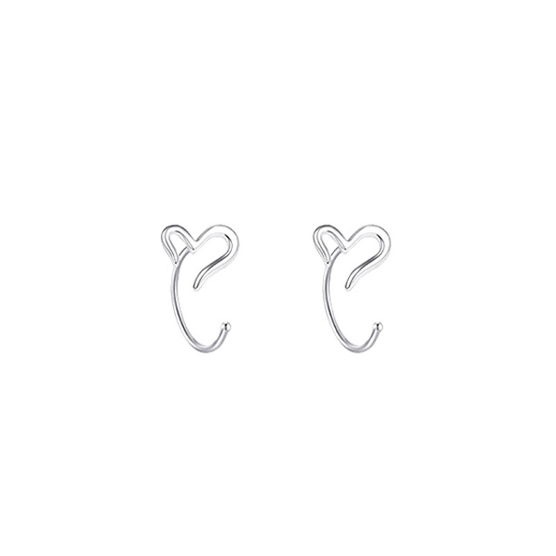 Fashion Love Ear Hook--white Gold Hollow Love Earrings