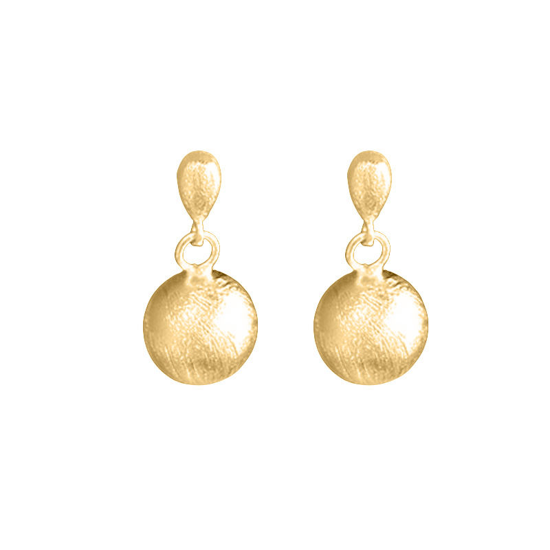 Fashion Gold Frosted Ball Earrings Brushed Ball Earrings