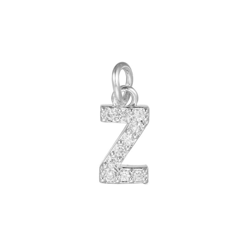 Fashion Z Silver Copper Inlaid Zirconium 26 Letter Pendant