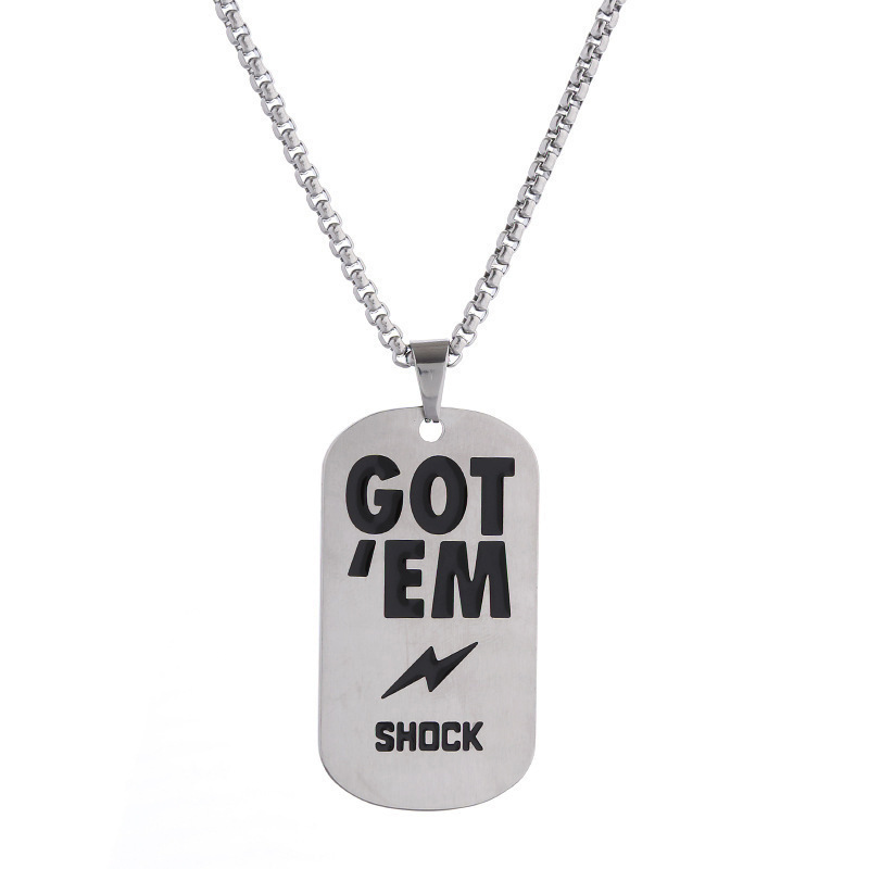 Fashion Silver Titanium Steel Military Brand Men's Necklace