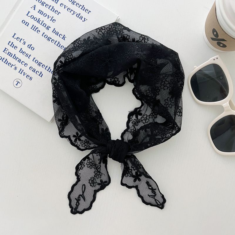 Fashion 5# Black Lace Triangle Headscarf