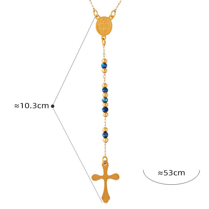 Fashion Gold Necklace 4 Cross Portrait Titanium Steel Necklace