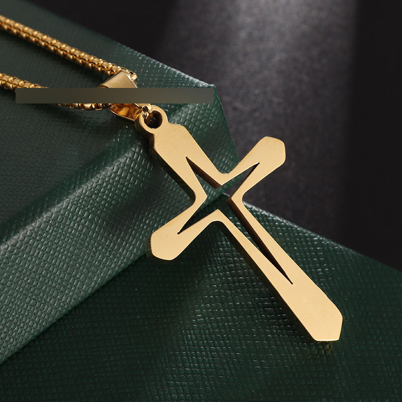 Fashion Gold Necklace Stainless Steel Cross Men's Necklace
