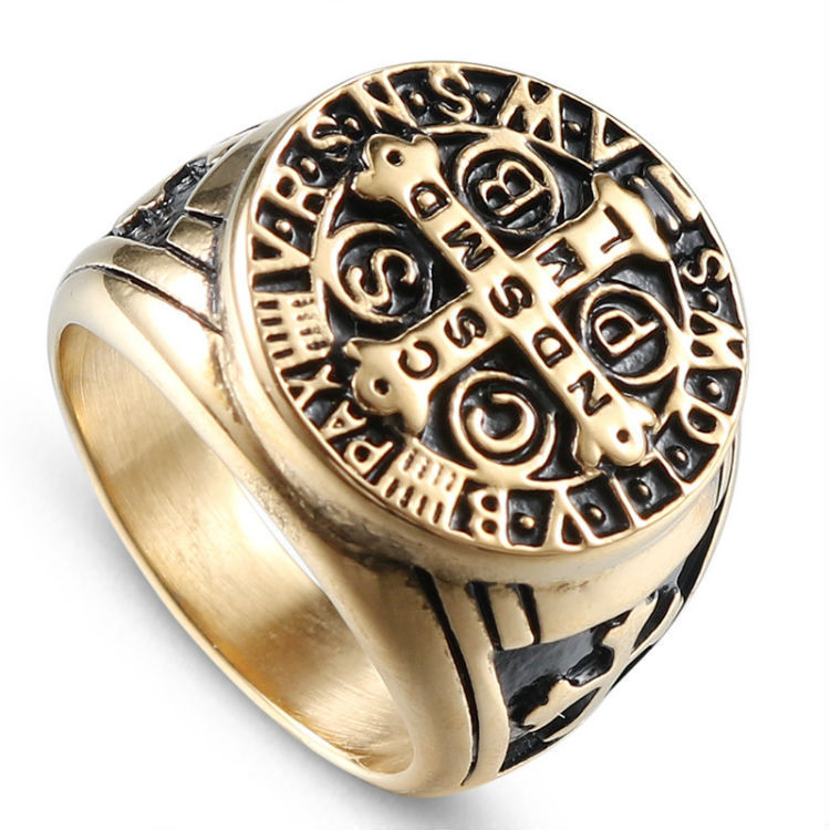 Fashion Gold Alloy Rune Men's Ring