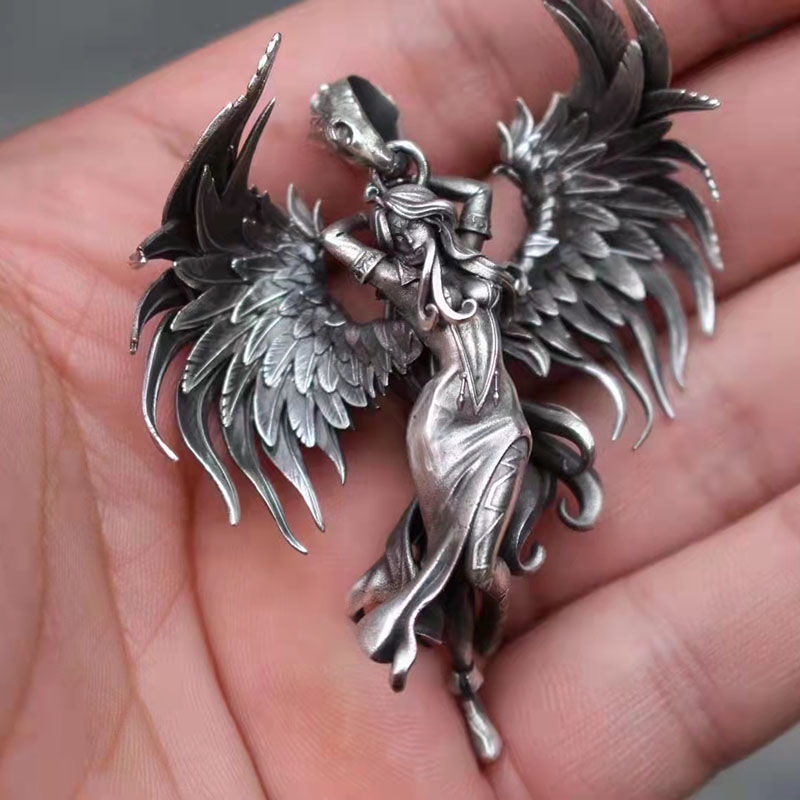 Fashion Silver Alloy Angel Men's Necklace