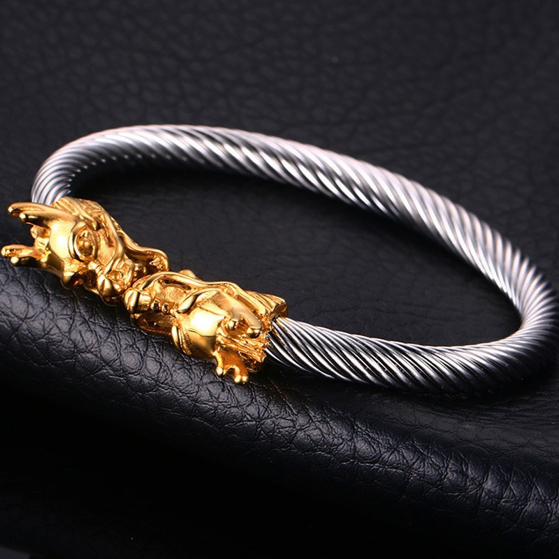 Fashion Gold & Silver Men's Bracelet With Faucet Opening