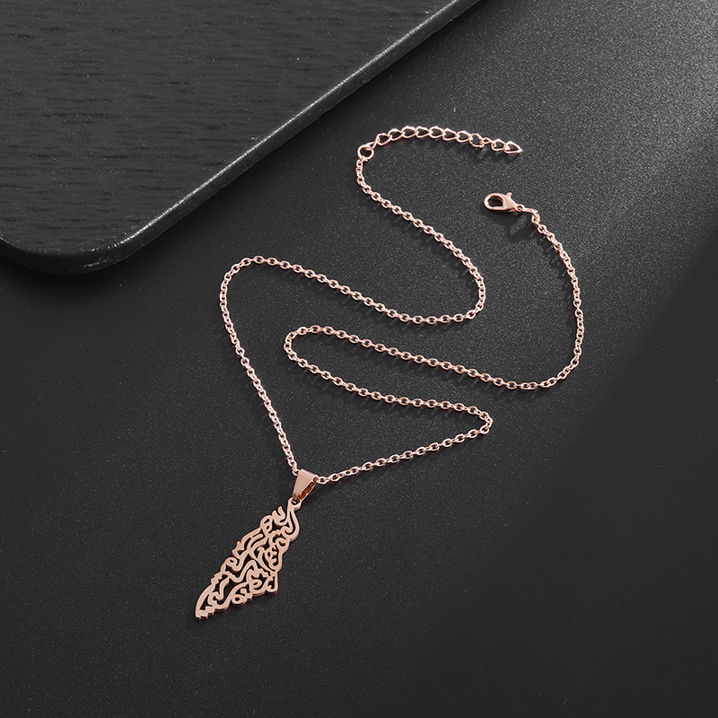 Fashion Pattern Necklace-rose Gold Stainless Steel Map Necklace For Men