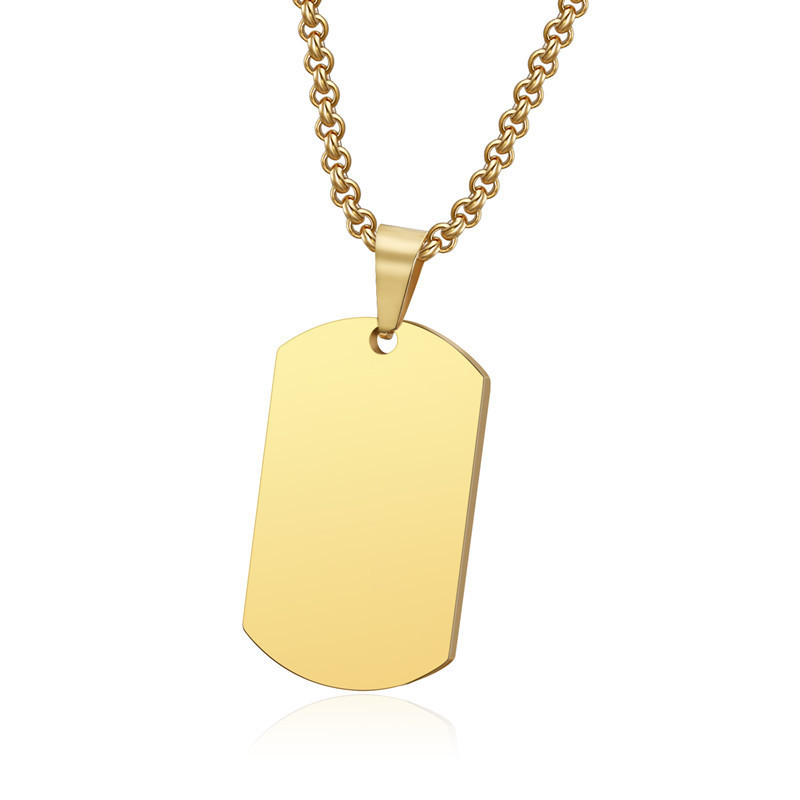 Fashion Gold Stainless Steel Tag Men's Necklace