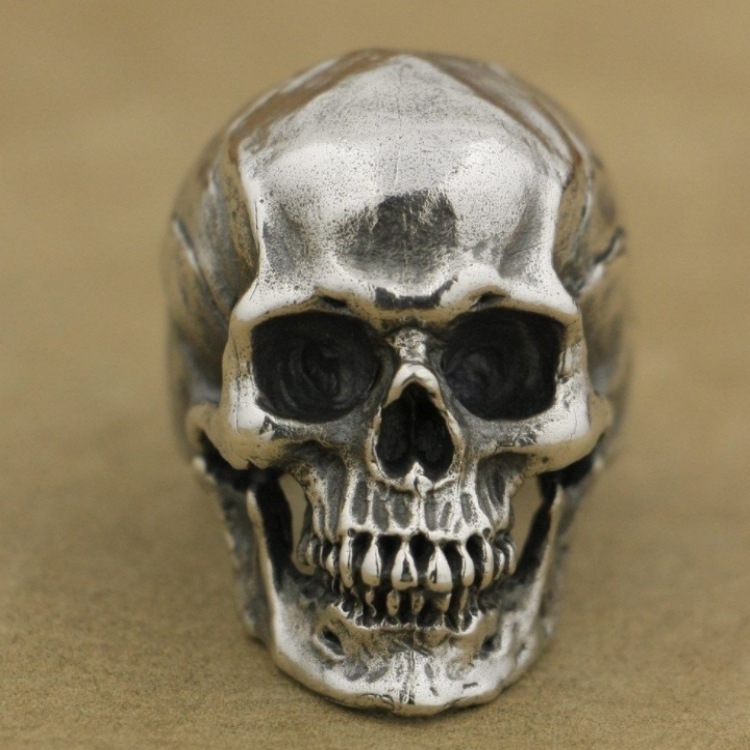 Fashion Silver Men's Cracked Skull Ring