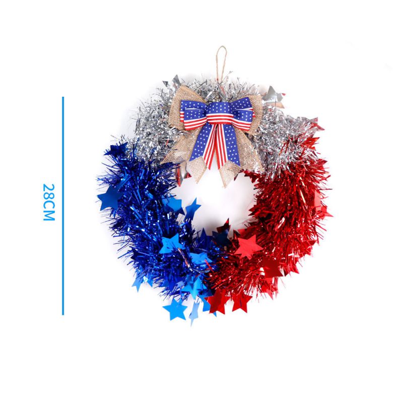 Fashion Independence Day Wreath With Bow (small) Simulated Rattan Wreath Door Hanging
