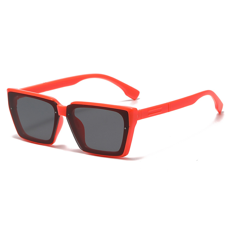 Fashion Orange Frame All Gray C4 Children's Square Sunglasses