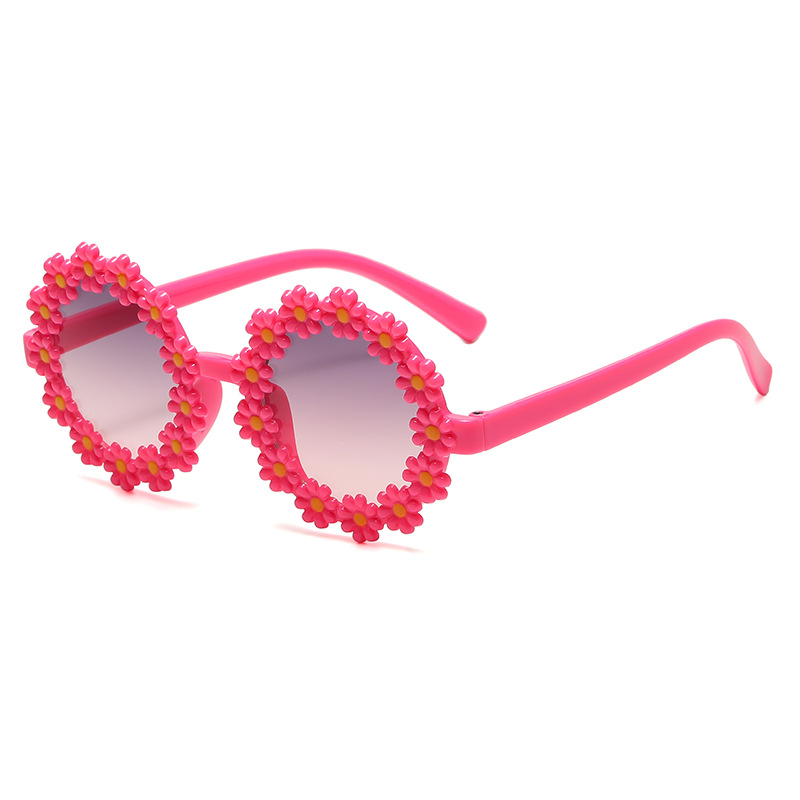 Fashion Red Frame Flowers C7 Ac Flower Round Children's Sunglasses