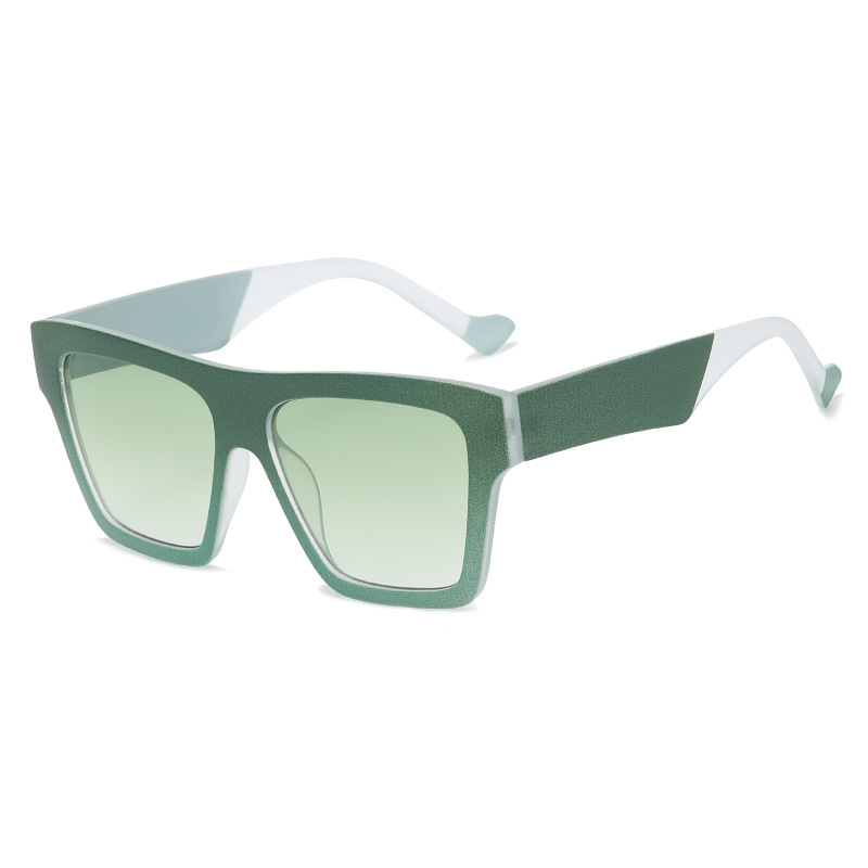 Fashion Green Frame Gradient Green Film C1 Large Square Frame Sunglasses